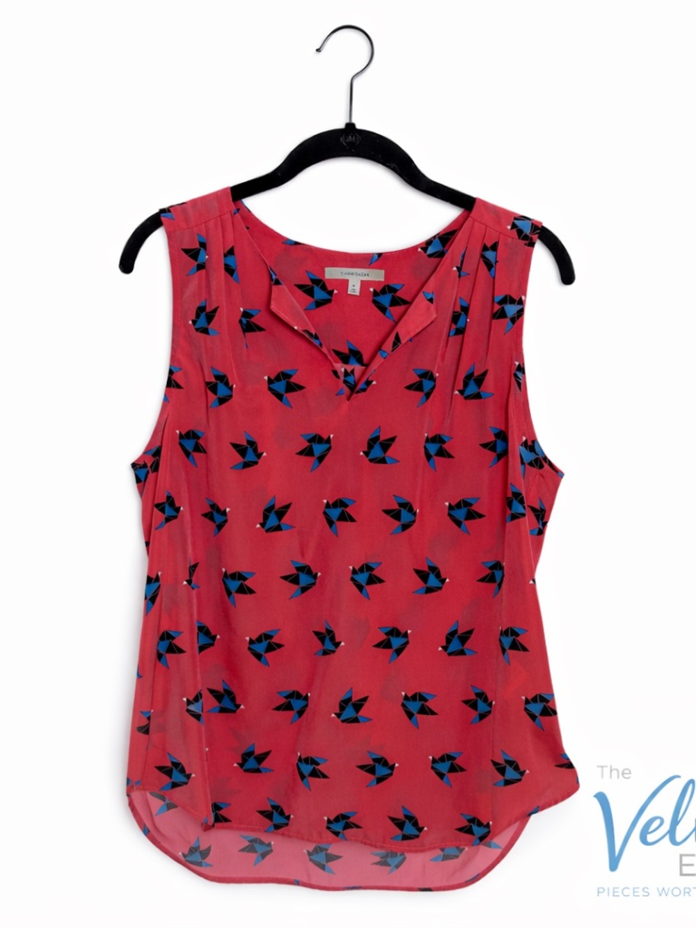41 Hawthorn Red Bird Print Sleeveless Blouse Medium